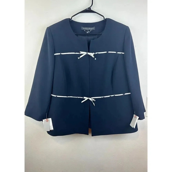 Marina Rinaldi Marin Cannes Blazer Jacket Navy/White Size 16 New - Picture 6 of 16